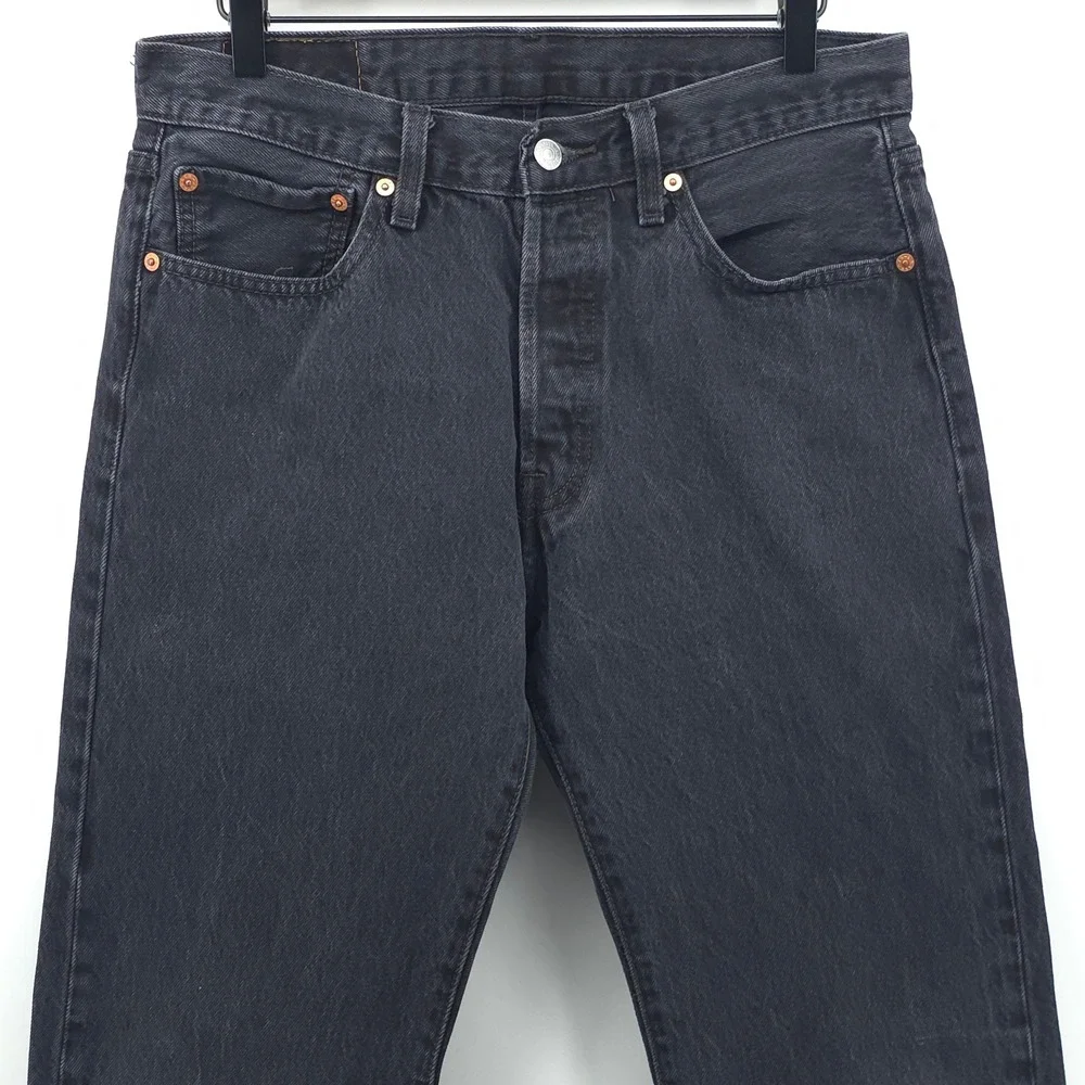 Levis Mens Jeans 501 Original Fit 33x32 Faded Black Straight Leg Denim